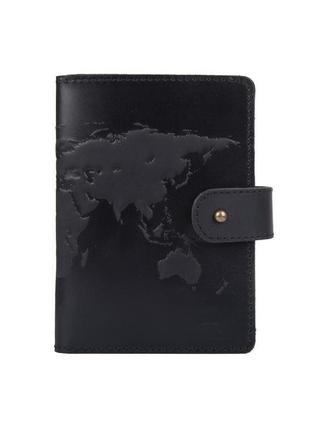 Кожаное портмоне для паспорта / id документов hiart pb-02/1 shabby night "world map"2 фото