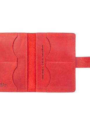 Шкіряне портмоне для паспорта / id документів hiart pb-03s/1 shabby red berry "mehendi classic"3 фото