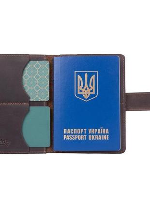 Шкіряне портмоне для паспорта / id документів hiart pb-03s/1 shabby gavana brown "mehendi classic"5 фото