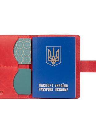 Кожаное портмоне для паспорта / id документов hiart pb-03s/1 shabby red berry6 фото