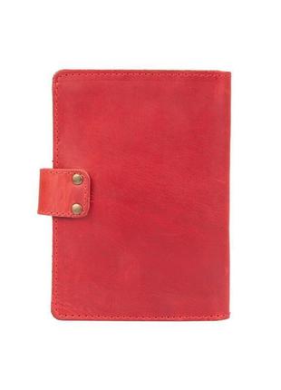 Кожаное портмоне для паспорта / id документов hiart pb-03s/1 shabby red berry4 фото