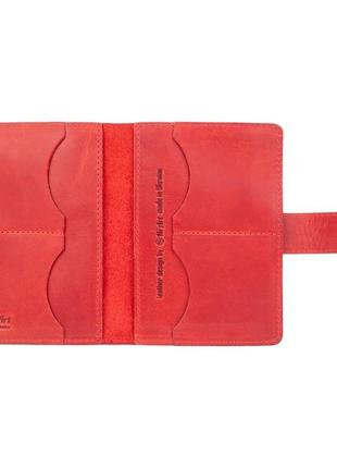 Шкіряне портмоне для паспорта / id документів hiart pb-03s/1 shabby red berry5 фото