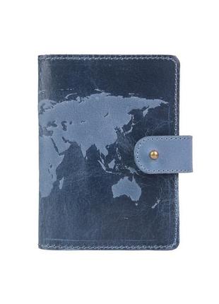 Кожаное портмоне для паспорта / id документов hiart pb-03s/1 shabby lagoon "world map"2 фото