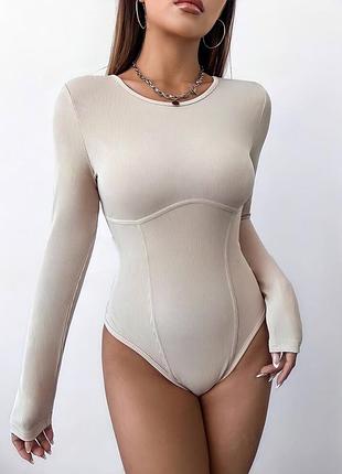 Боди в рубчик в корсетном стиле