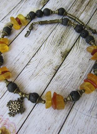 Намисто з бурштину , лави " медове"