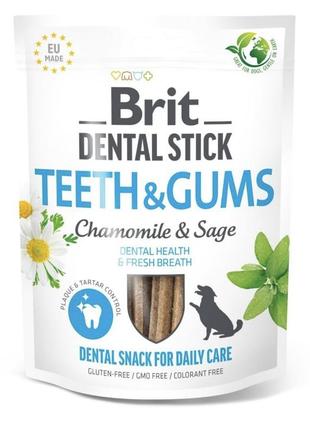 Лакомство для собак brit dental stick teeth & gums 251 г 7 шт - ромашка и шалфей