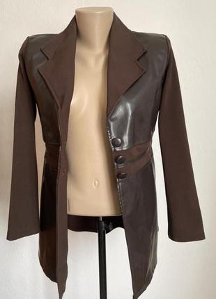 Пиджак кожанный коричневый5 фото