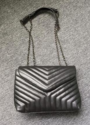 Сумка сумочка женская кросс-боди черная классическая трапеция трапецевидная1 фото