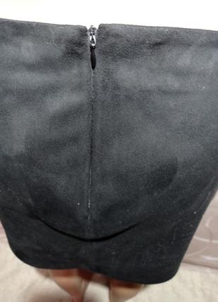 Мини юбка с бахромой по бокам, черный цвет,штучная замша7 фото