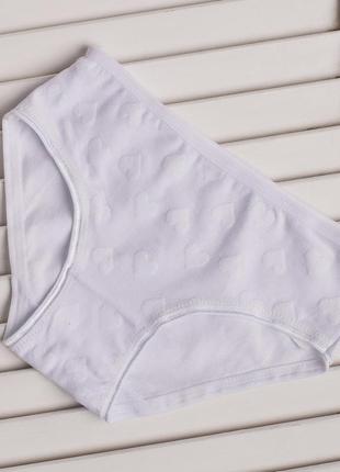Трусики комплект из 5 шт для девочки - белые с сердечками