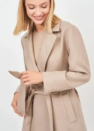 Бежеве демісезонне пальто на запах zara2 фото