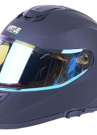 Шлем мотоциклетный кроссовый md-820-1 virtue (черный матовый, стекло синий хамелеон, size xs)