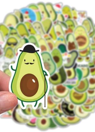 Набор водоотталкивающих стикеров наклеек авокадо виниловые наклейки на авто телефон ноут 100шт