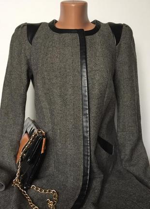 Пальто демисезонное с вставками кожы