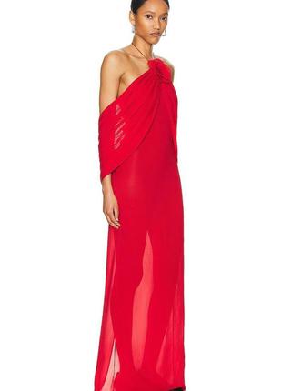 Платье magda butrym красное длинное с розой4 фото