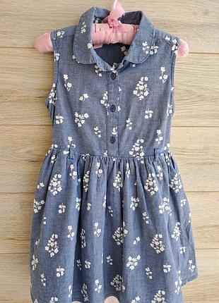 Джинсовое платье в цветочек george 6-7л