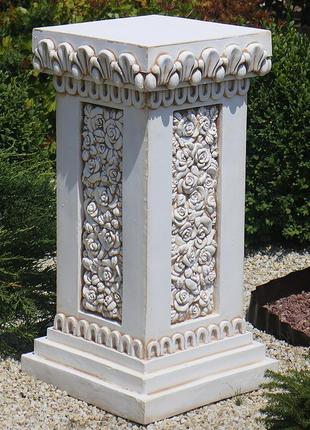 Садова скульптура колона квадратна велика 76х39х39 см гранд презент ссп12090 крем6 фото
