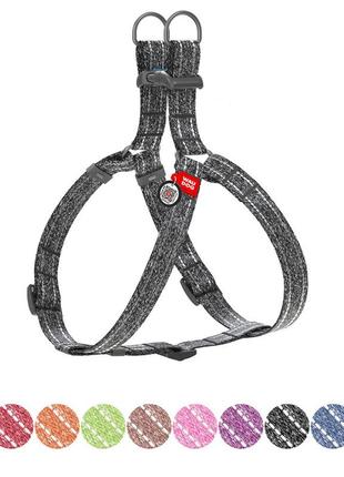 Шлея из восстановленного хлопка waudog re-cotton с qr паспортом, светоотражающая, пластиковый фастекс, s, ш 15