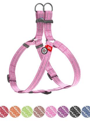 Шлея из восстановленного хлопка waudog re-cotton с qr паспортом, светоотражающая, пластиковый фастекс, m, ш 20