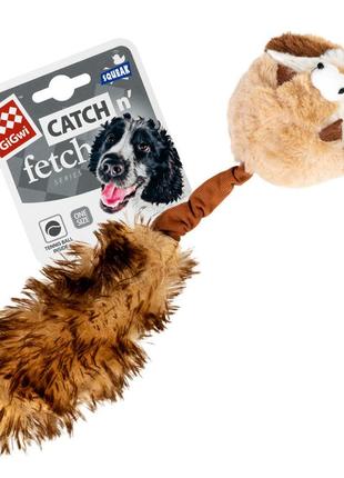 Игрушка для собак барсук с 2-мя пищалками gigwi catch&fetch, искусственный мех, 26 см2 фото