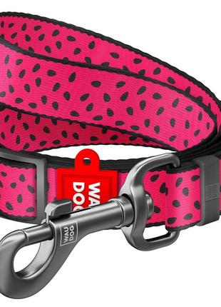 Поводок для собак нейлоновый waudog nylon, рисунок "арбуз", регулируемый, ш 15 мм, дл 152-183 см