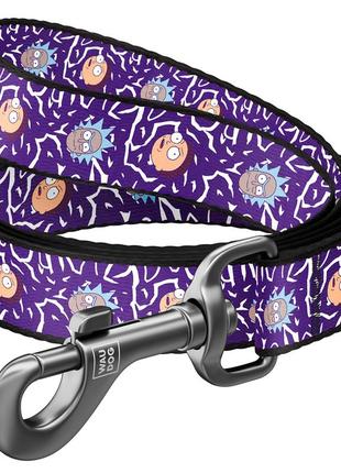 Поводок для собак нейлоновый waudog nylon, рисунок "рик и морти 2", l-xxl, ш 25 мм, дл 122 см