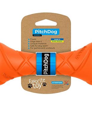 Игровая гантель для апортировки pitchdog, длина 19 см, диаметр 7 см оранжевый