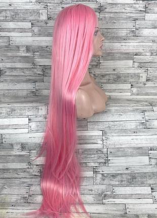 7508 парик розовый 100см ровный длинный с пробором2 фото