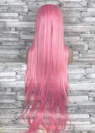 7508 парик розовый 100см ровный длинный с пробором4 фото