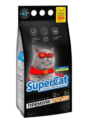 Наполнитель supercat премиум, гранулы 4 мм, 3кг