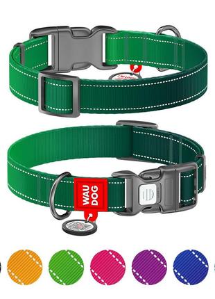 Ошейник для собак нейлоновый waudog nylon mono c qr паспортом, светоотражающий, пластиковый фастекс, s, ш 15