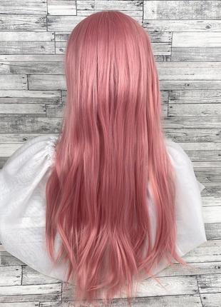 8249 парик с пробором розовый прямой 70см4 фото