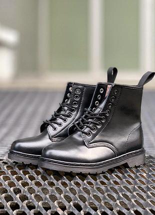Теплі черевики dr. martens 1460 mono black на хутрі