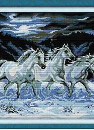 Набір для вишивання за нанесеною на канву схемою "santa claus and pets". aida 14ct printed 57*47 см