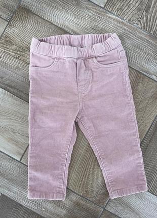 Вельветовые штанишки/джинсы на девочку h&amp;m в пудровом цвете