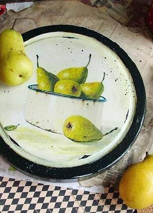 Сырная доска с грушами, диаметр 25 см, толщина 3 см