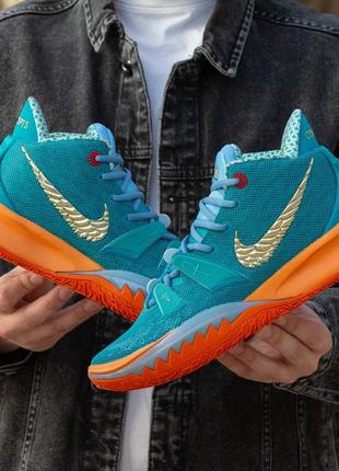 Мужские кроссовки бирюза с оранжевым nike kyrie 7