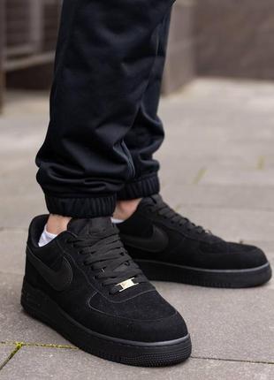 Мужские кроссовки найк аир форс чёрные / nike air force total black9 фото