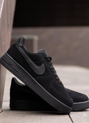 Мужские кроссовки найк аир форс чёрные / nike air force total black3 фото