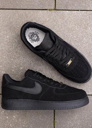 Мужские кроссовки найк аир форс чёрные / nike air force total black8 фото