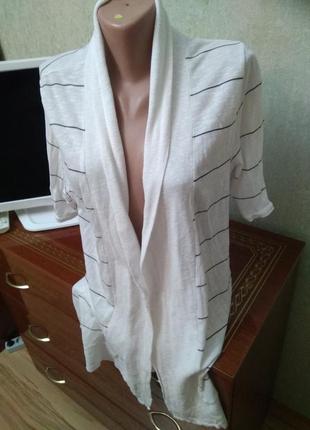 Стильний брендовий натуральний кардиган в смужку, розмір l-xl