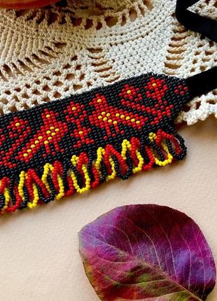 Стрічковий гердан, чокер з бісеру 3