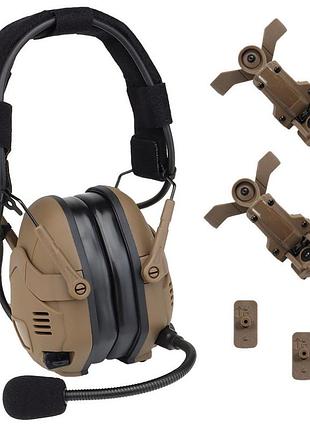 Тактические активные наушники hd-16 coyote