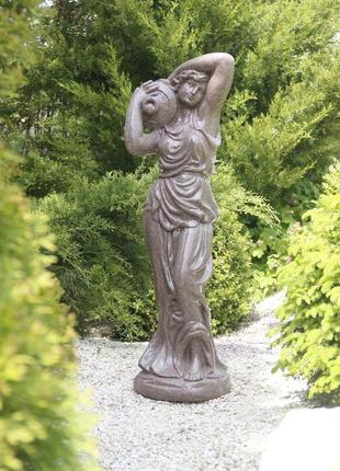 Садова скульптура дама зі глечиком червоний граніт 84х23х29 см гранд презент сспг00884-1 червоний1 фото