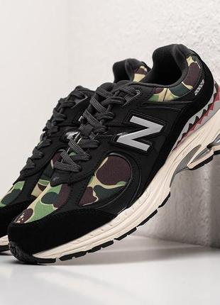Мужские кроссовки bape x new balance 2002r (чорно/зелені) 44 45