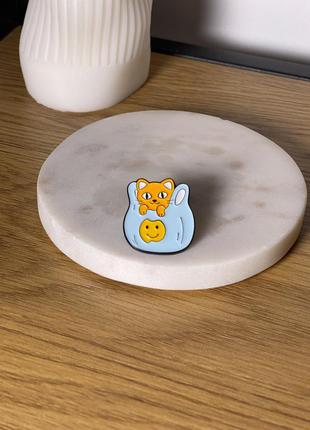 Пин значок металлический кот в пакете