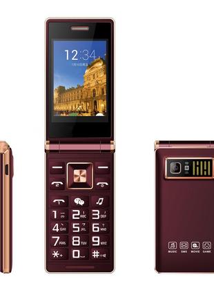 Мобільний телефон tkexun a15 (satrend a15, dsfen a15)  brown flip розкладачка кнопковий 3,5" 2500mah