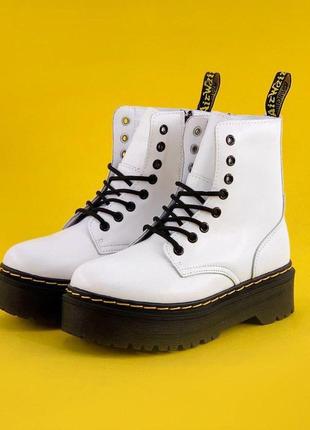 Черевики теплі dr. martens jadon white хутро, білі мартинсы, зимові чоботи