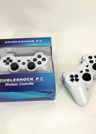 Бездротовий ігровий геймпад doubleshock ps3/pc акумуляторний джойстик з функцією вібрації. колір: білий6 фото