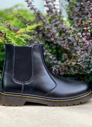 Ботинки ❄ челси dr. martens chelsea black, чоботи зимові, мартінси